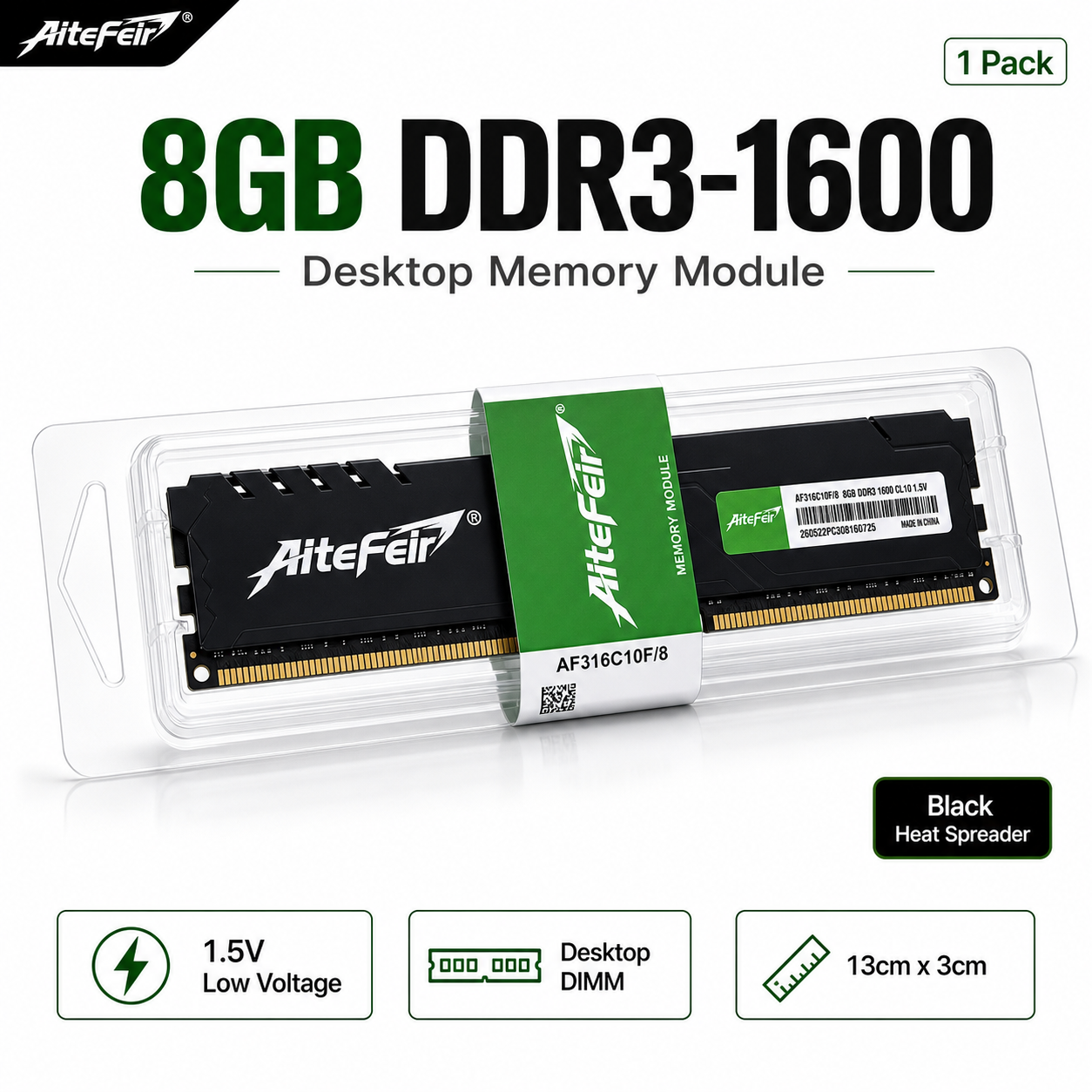 Memory Ram Upgrade - 8GB DDR3 1600MHz RAM Desktop Memory