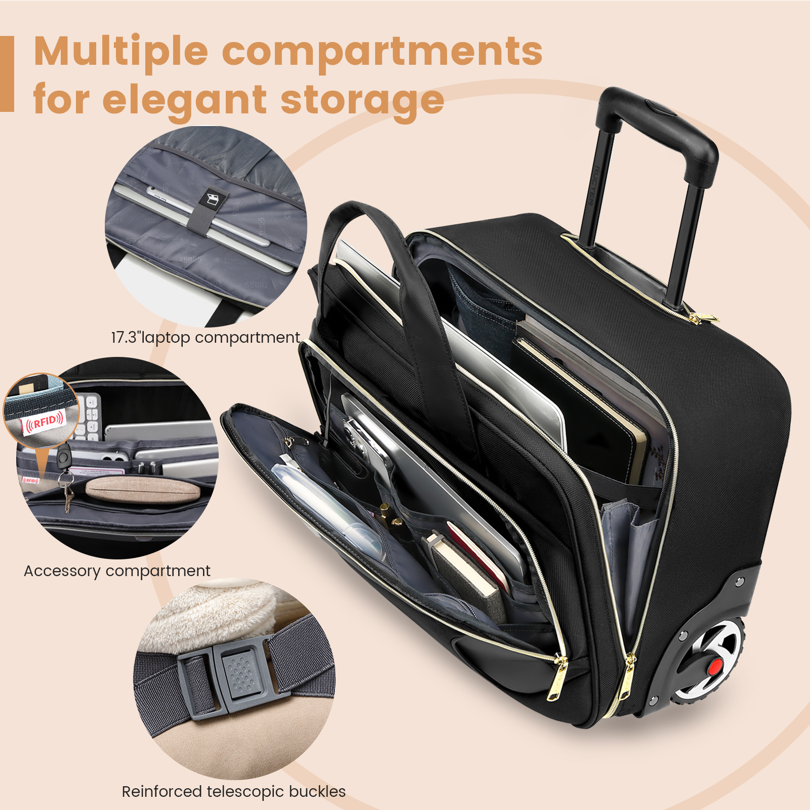 18 Inch Rolling Briefcase Larg - Laptop Accessories Organizer Bag recensie en prijs